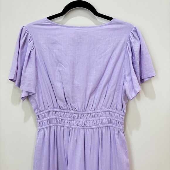 Biltmore Purple Maxi Dress sz S Linen Tiered Boho Cottagecore Romantic Pastel - Picture 10 of 14